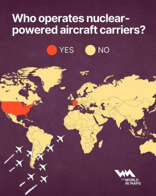 Карта: страны, у которых есть атомные авианосцы - Интернет технологии.
