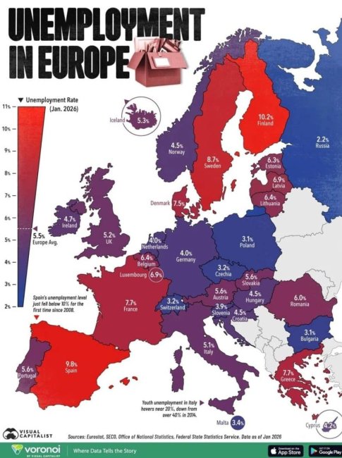Инфографика: как выглядит ситуация с безработицей в Европе сегодня - Интернет технологии.