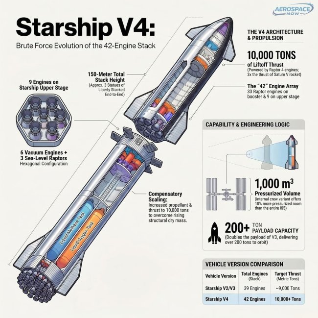 Starship V4: инфографика обновленных характеристик - Интернет технологии.